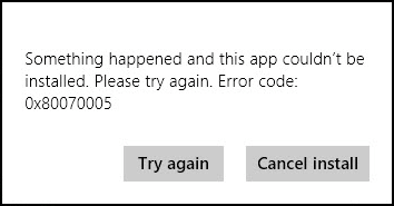 Image result for Windows error code 0x80070005