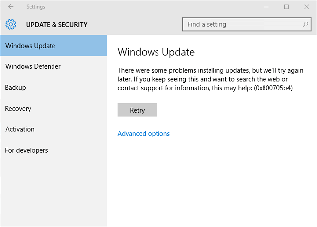 window update stuck