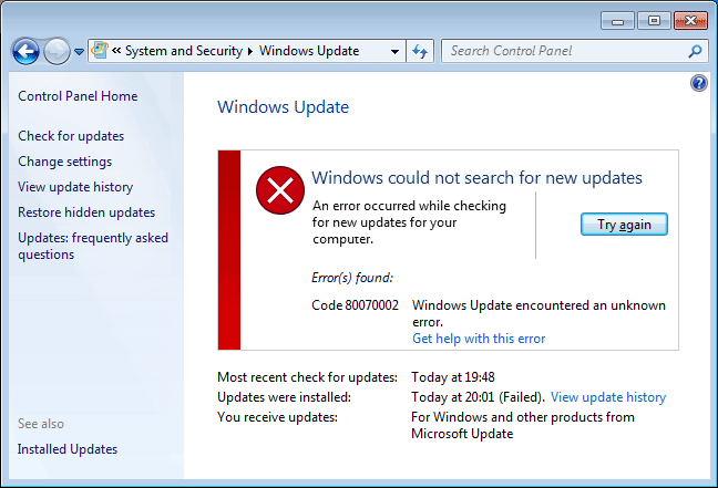 Image result for Windows 8.1 Update Error 0x80070002
