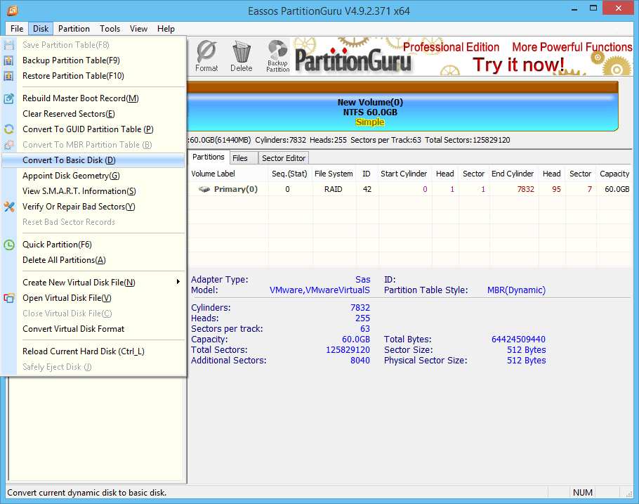 Convert Dynamic Disk to Basic Disk