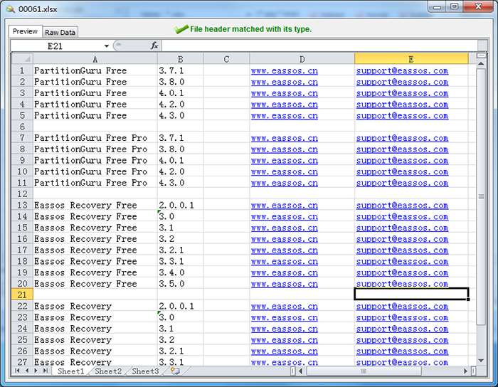 Excel file recovery