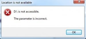 D is not accessible. Parameter is incorrect The parameter is incorrect
