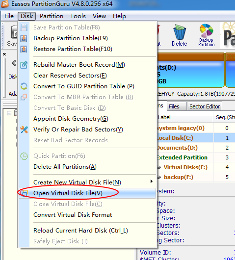 Virtual hard disk recovery