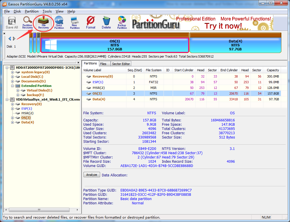 Virtual hard disk recovery