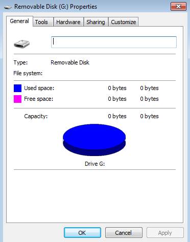 USB Flash Drive Showing 0 Bytes