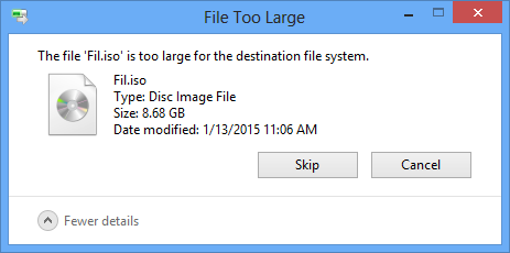 File is too large for the destination file system