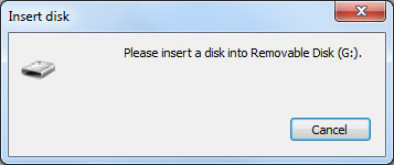 Please insert a disk into removable disk