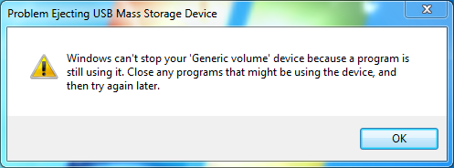 Windows can't stop your generic volume issue