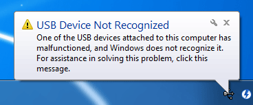 One of the USB devices attached to this computer has malfunctioned