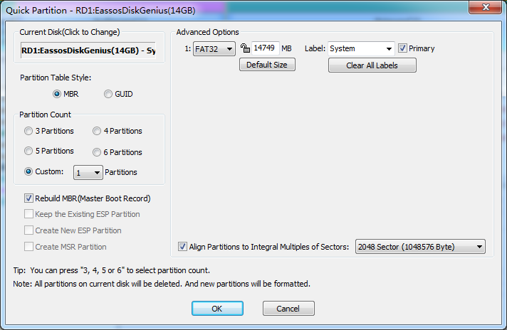 restore USB drive back to full capacity