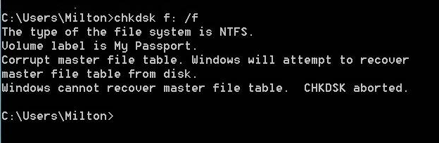 Corrupt master file table Windows cannot recover master file table CHKDSK aborted