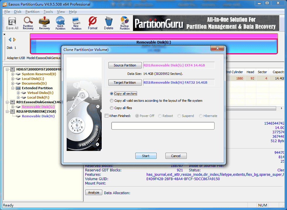 clone ext4 Linux partition in Windows
