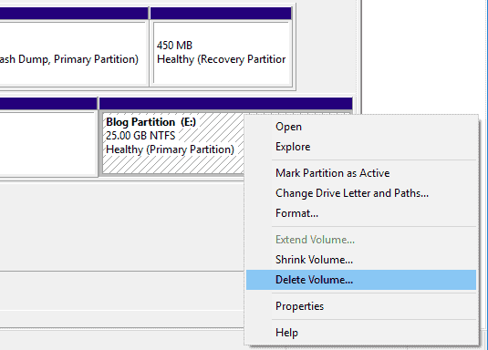 delete partition