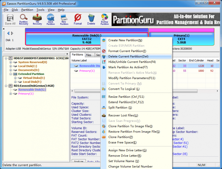 How to remove/delete partition on hard drive in Windows 10? EASSOS