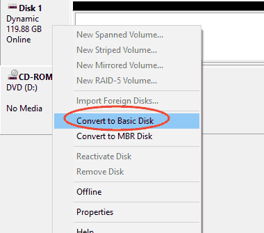 How to convert dynamic disk to basic disk without data loss