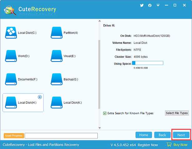 recover lost files using CuteRecovery