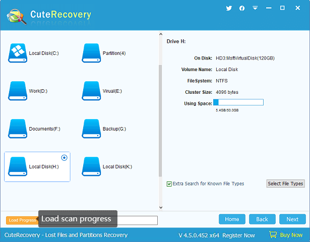 recover lost files using CuteRecovery