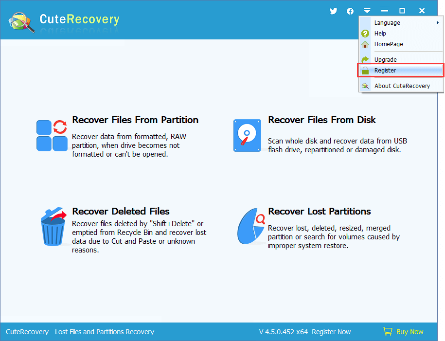 Register CuteRecovery