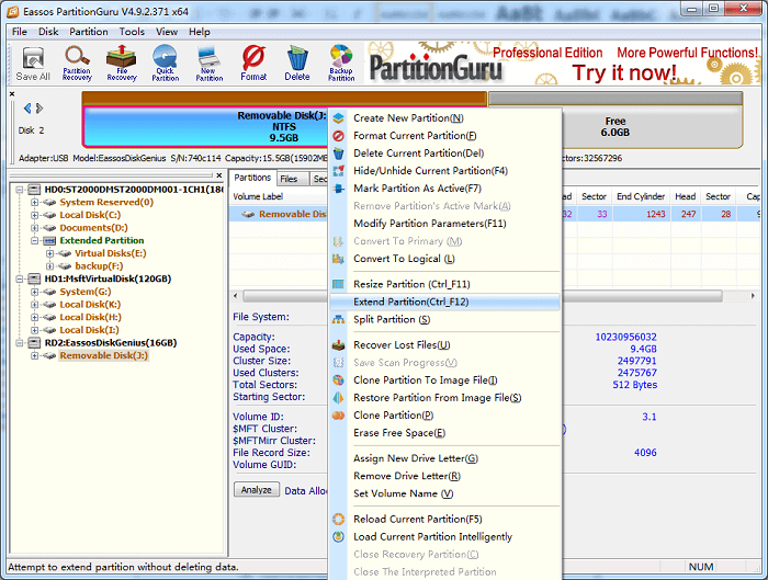 restore USB drive back to full capacity