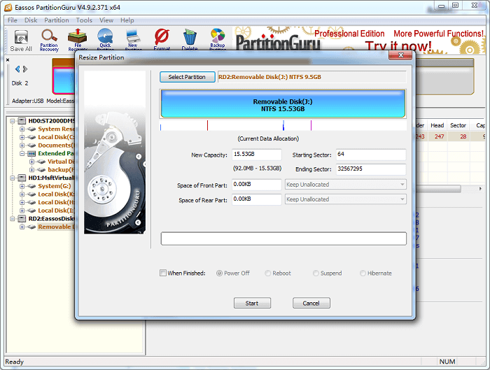add unallocated space to partition in Windows