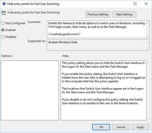 How to Disable Fast User Switching in Windows 10/8/7/Vista/XP