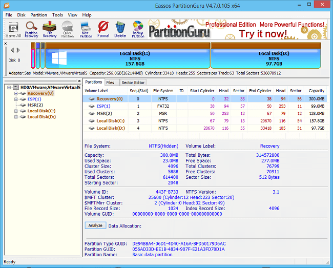 partitionguru main screen