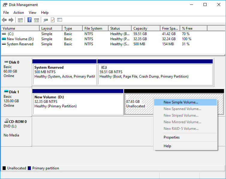 Create Partition on Hard Drive