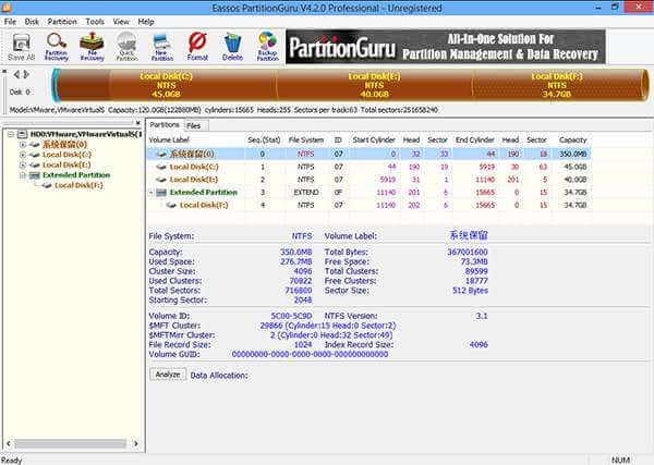 partition resize with DiskGenius