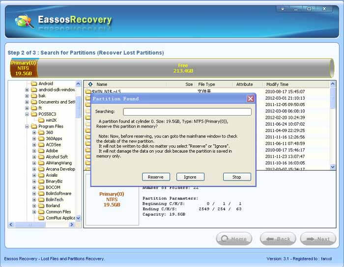 partition file recovery with CuteRecovery 