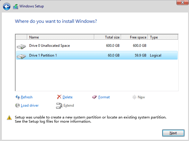 Solved Setup Was Unable To Create A New System Partition Or