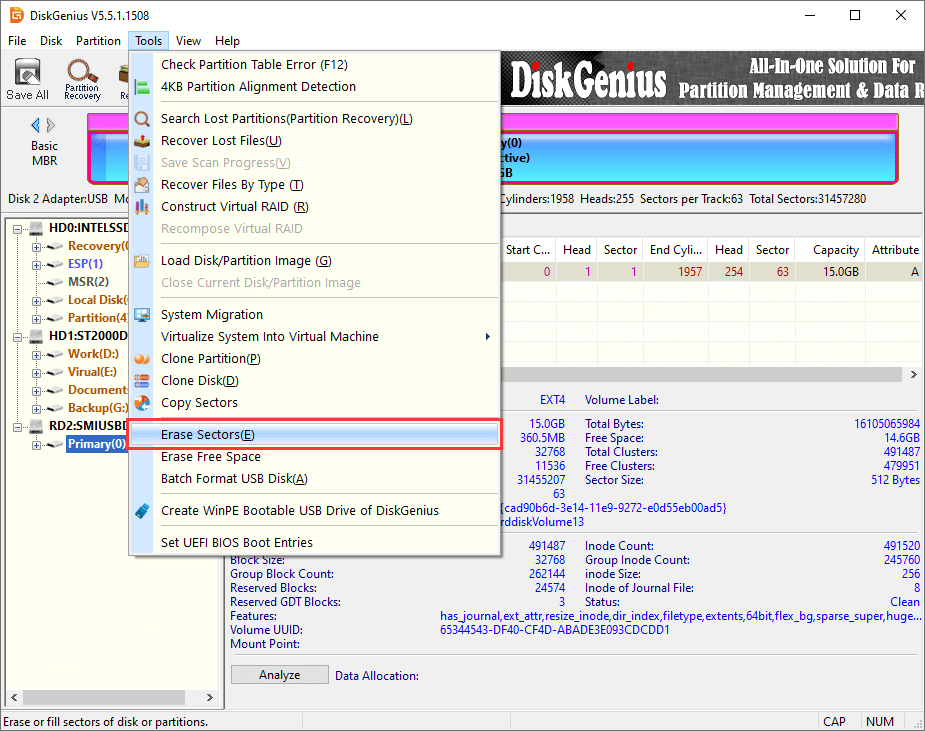 wipe USB flash drive