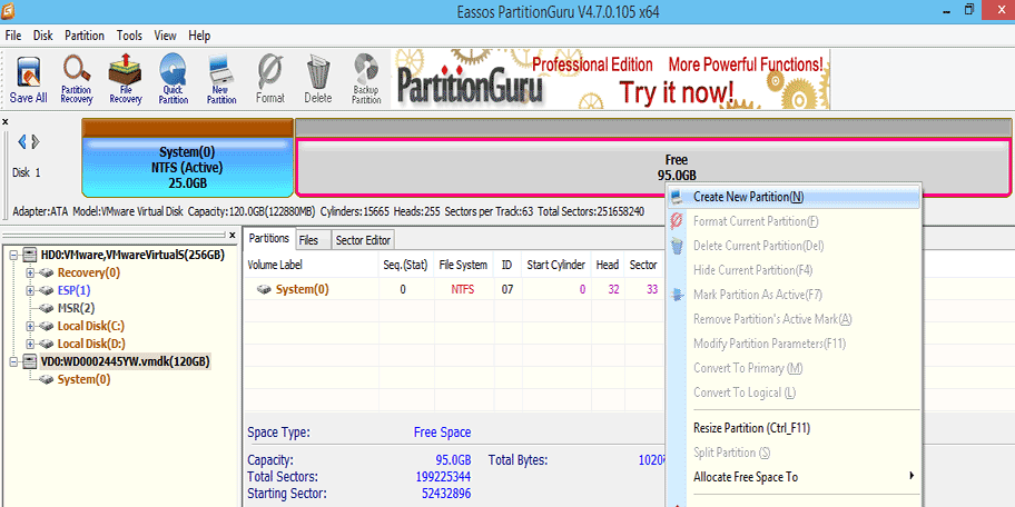 create new partition