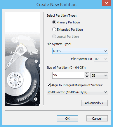 create new partition