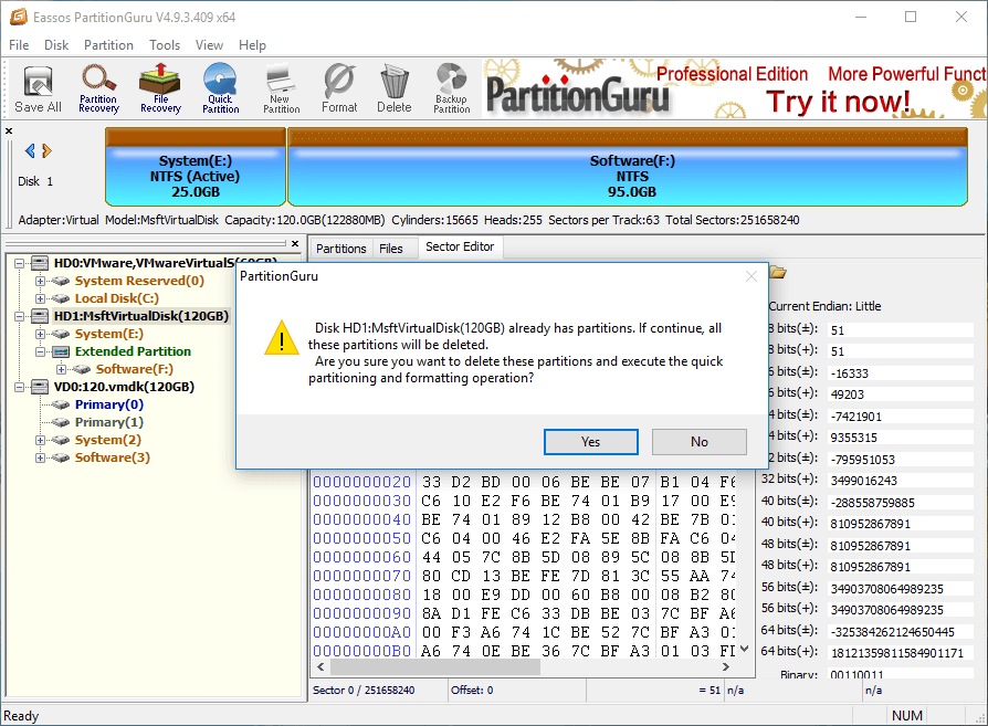 We couldn't create a new partition or locate an existing one